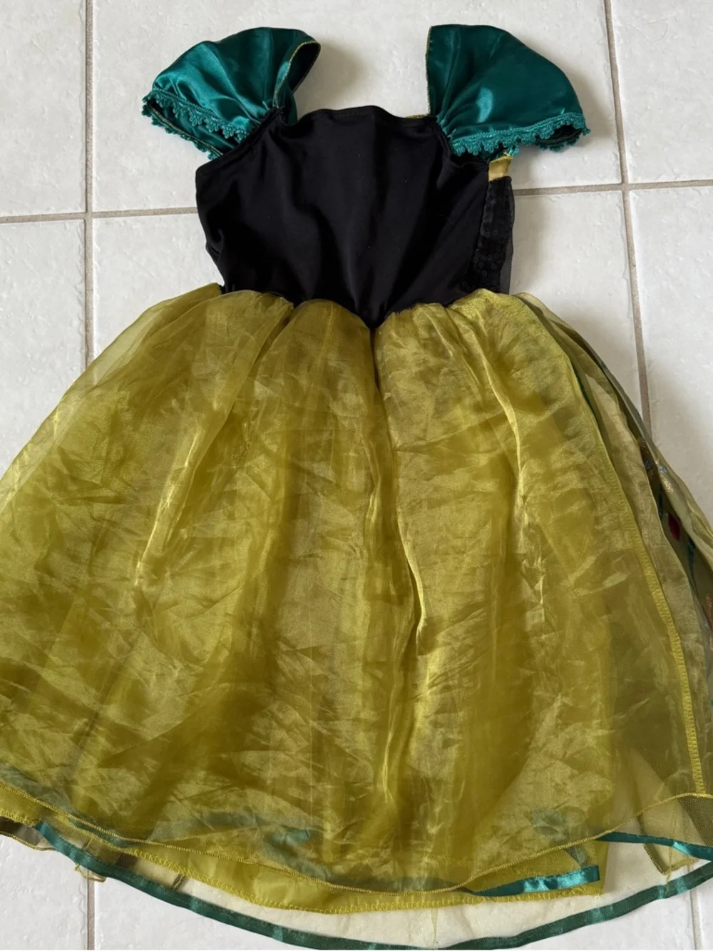 Disney Frozen Princess Anna Costume Green Coronation Dress - Picture 5 of 5